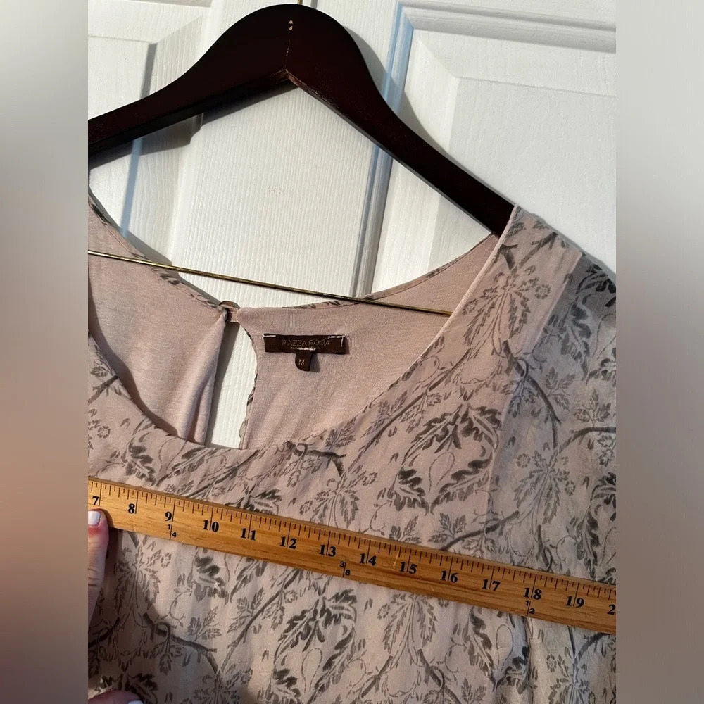 PIAZZA ROMA Italian ๐ฎ๐น 100% Silk Blouse Capelet Ivory Blush Floral M 2 in 1 - Picture 12 of 14